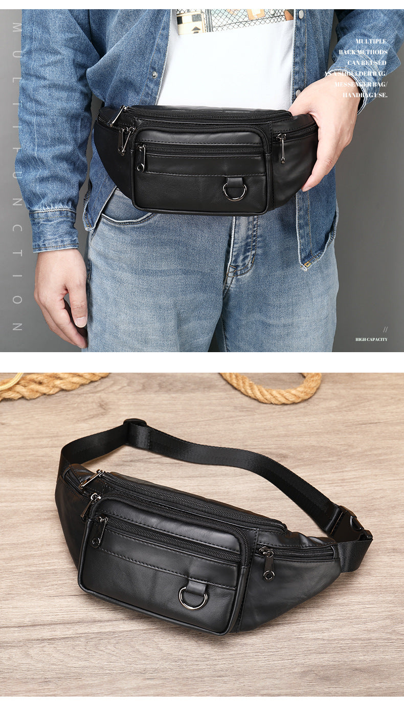 Men's Leather Phone Belt Chest Bag
