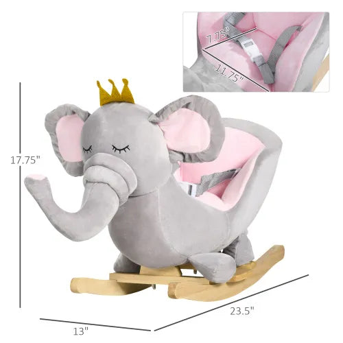 Style Loft Collection Baby Elephant Wooden Rocking Chair