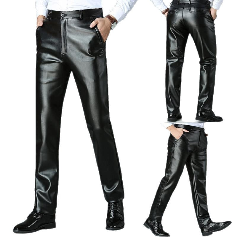 Springautumn Lightweight Cold-resistant Straight-leg Plus-size Pants For Menwaterproof Windproof And Lined With Fleece