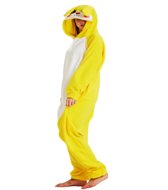 Men And Women Velvet Tamed Cartoon Animal Christmas Halloween Party One-Piece Pajamas