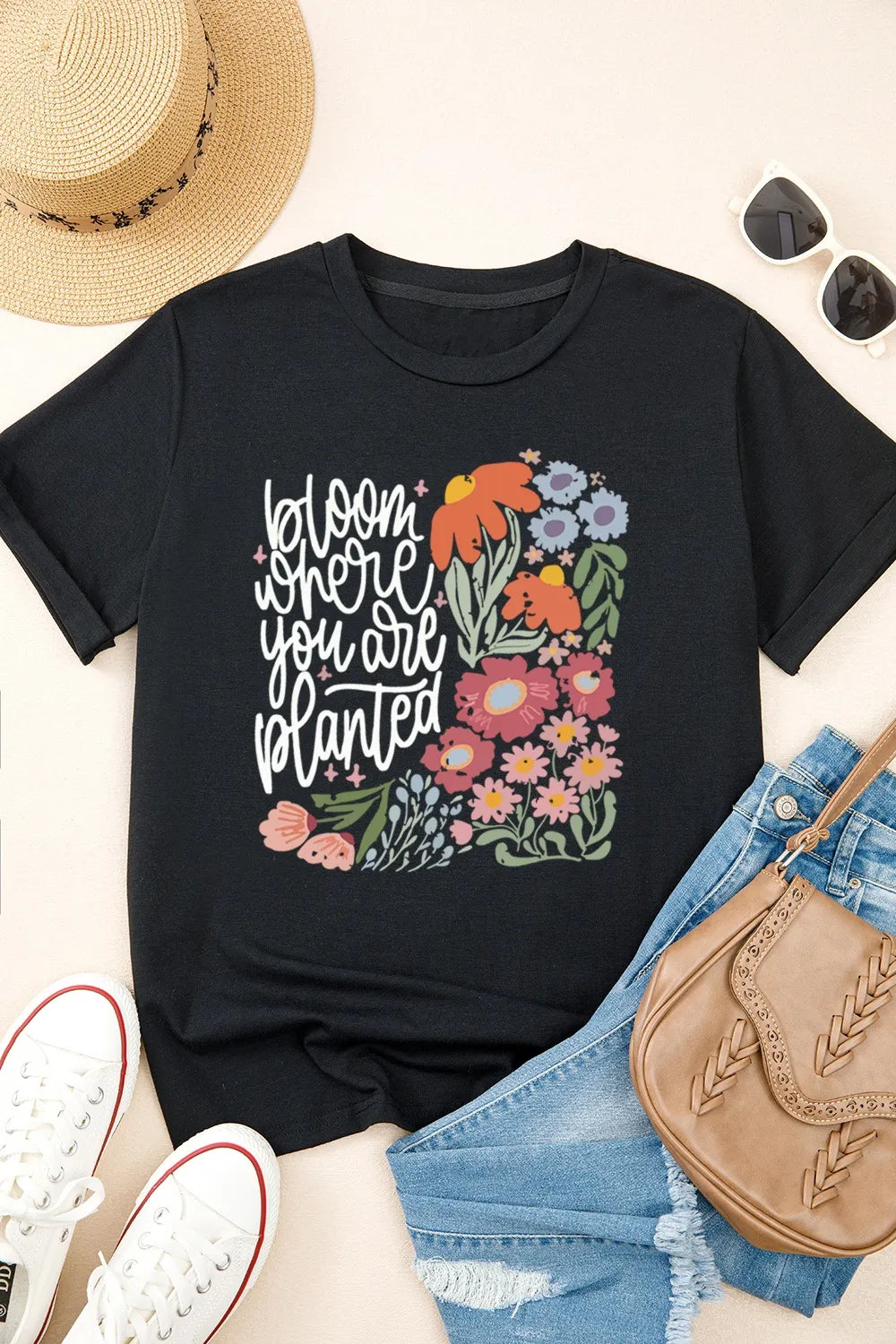 Graphic Round Neck Short Sleeve T-Shirt