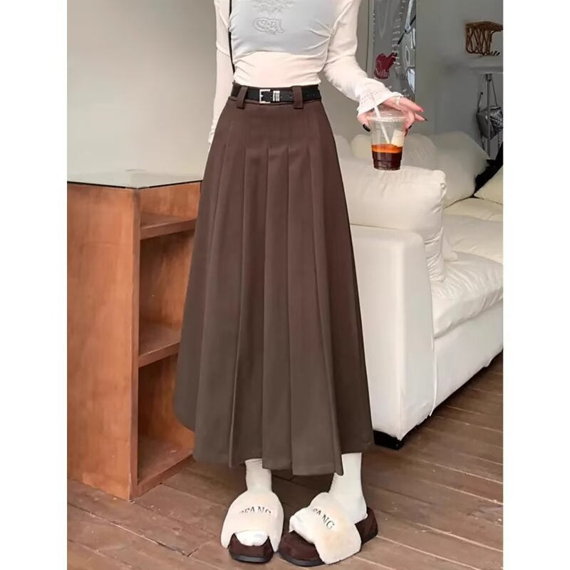 Womens Fashionable Casual Wool Plus-Size Skirt