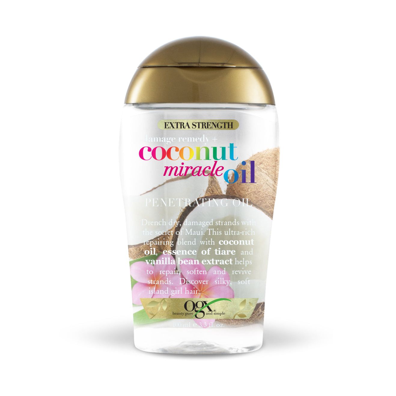 OGX Extra Strength Damage Remedy Plus Coconut Miracle Penetrating Hair Oil, 3.3 Oz