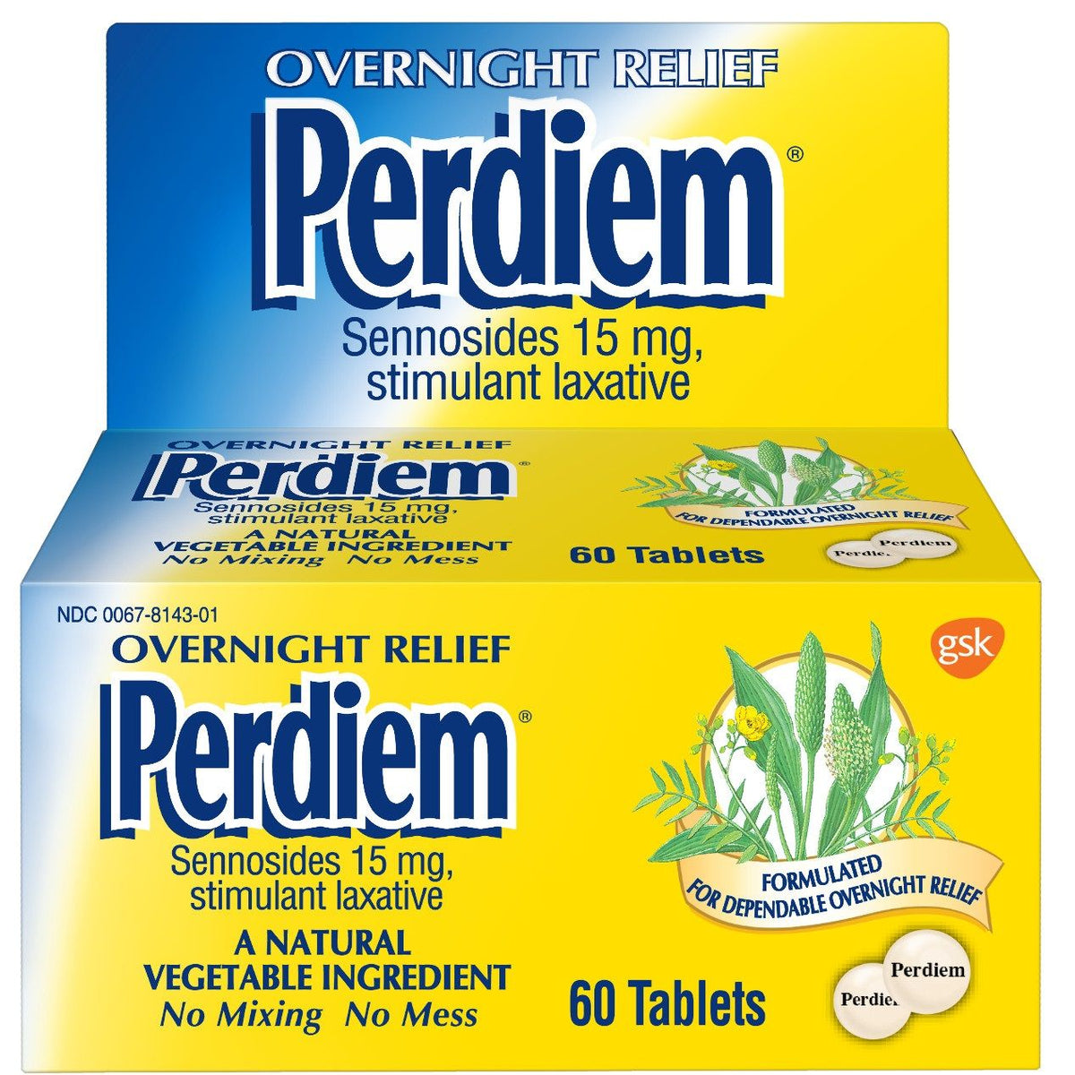 Perdiem® Overnight Relief Tablet, 60 EA