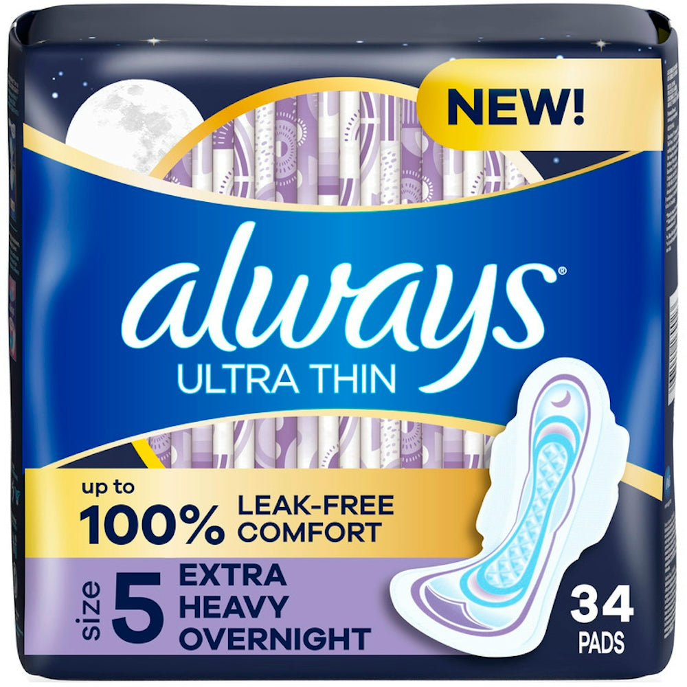 Always Pads, Ultra Thin, Flexi Wings, Extra Heavy Overnight, Size 5, Jumbo