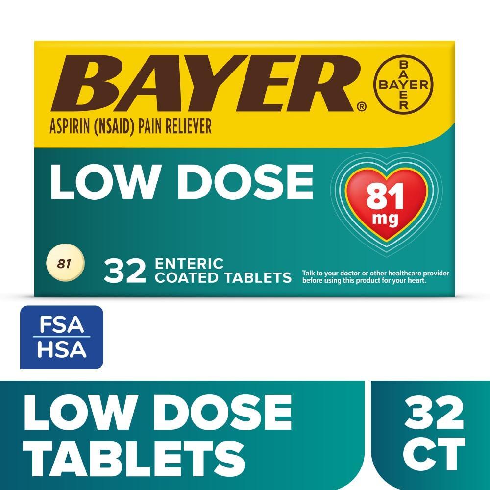 Bayer Aspirin 81mg Safety Coated Tablets – Low Dose Pain Reliever, 32 ct