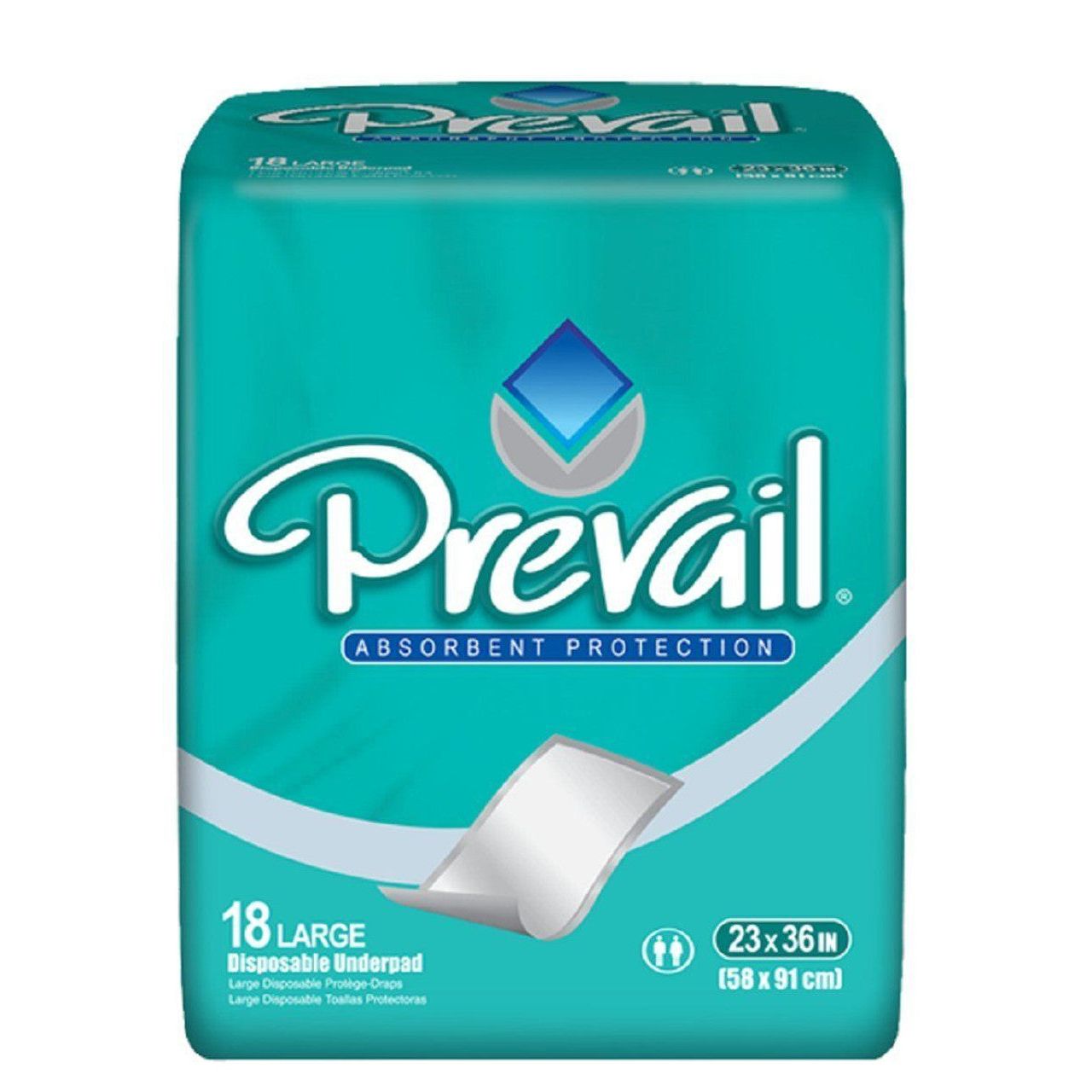 Prevail® Total Care™ Absorbent Fluff Underpad, 23" x 36", 4 x 18-Pack