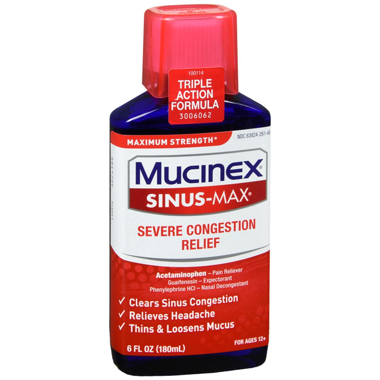Mucinex® Sinus-Max® Severe Congestion & Pain Maximum Strength Liquid, 6 oz