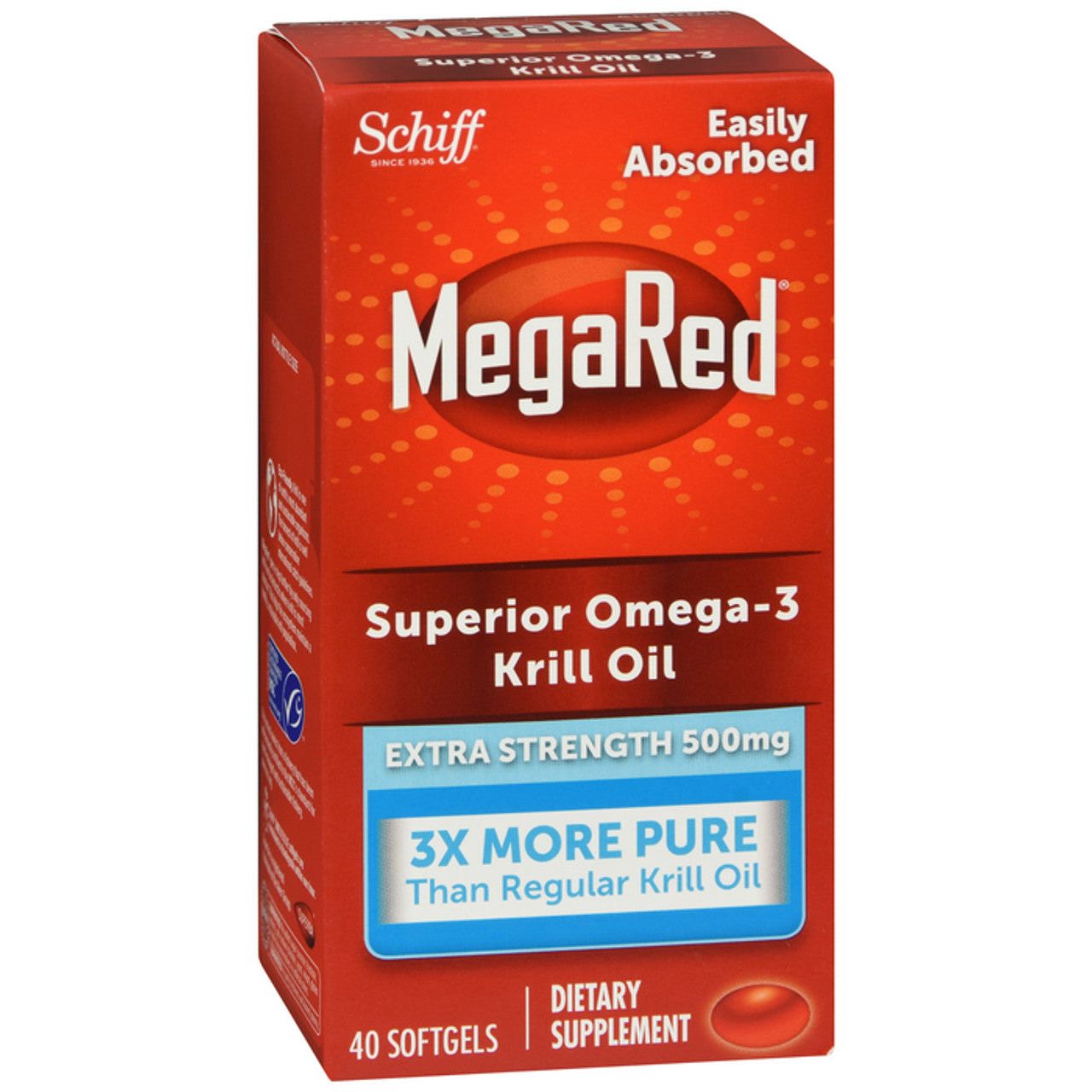 MegaRed Krill Oil, Superior Omega 3, Extra Strength, 500 Mg, Softgels 40ct