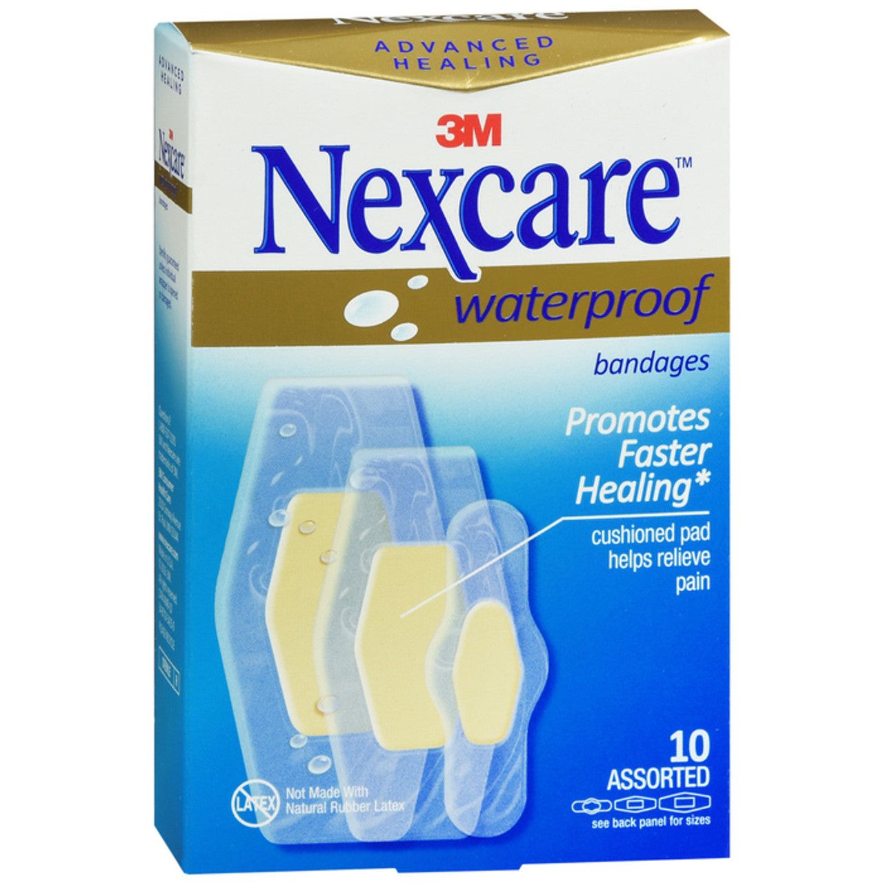 Nexcare Advanced Healing AWB10 Waterproof Bandages, Assorted Sizes