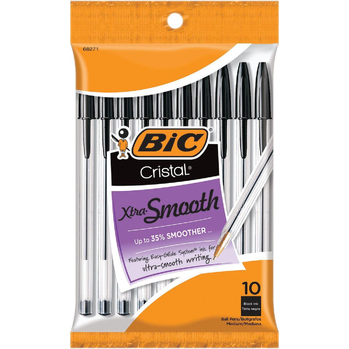 BiC Cristal Ball Pen, Black Ink, Medium, Xtra Smooth