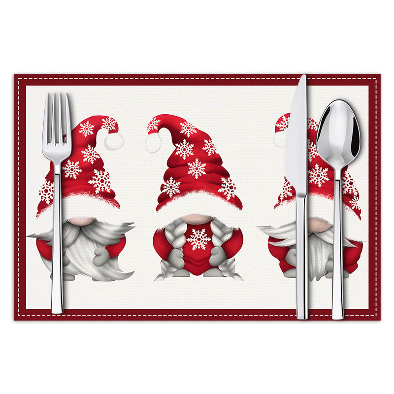 Christmas Dwarf Meal Mat Christmas Day Kitchen Table Decoration Insulation Mat Printed Table Mat