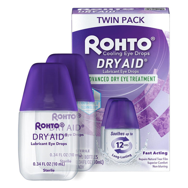 Rohto® Dry Aid™ 0.68% - 0.3% Lubricant Eye Drops, 0.34 oz x 2-Pack