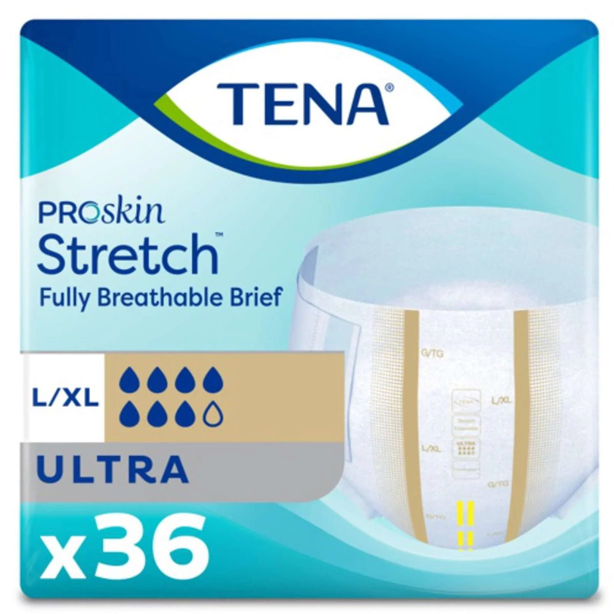 Tena Stretch Incontinence Brief, Ultra Absorbency, Large/X-Large