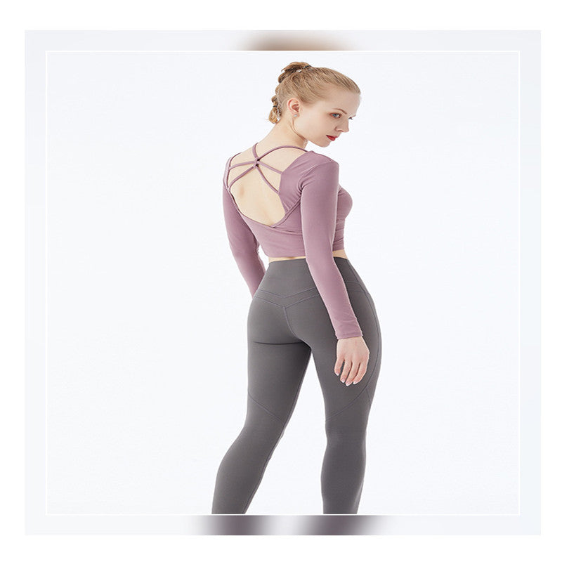 Beautiful Back Strap Yoga Wear Top Long Sleeve Fitness Sportswear Women