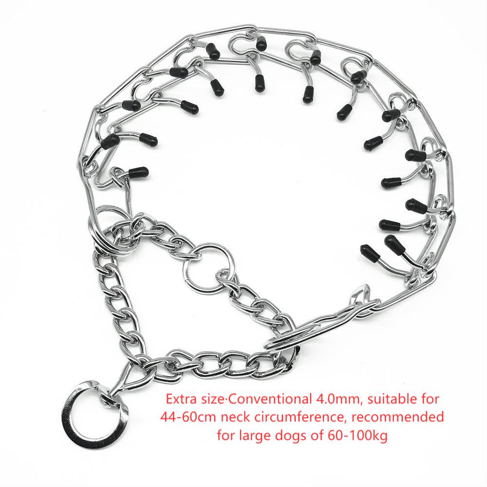 Chrome Plated Pinch Dog Collar Proong Dogs Training Choke Chain Dog Training Necklace Rubber Tips Guardian