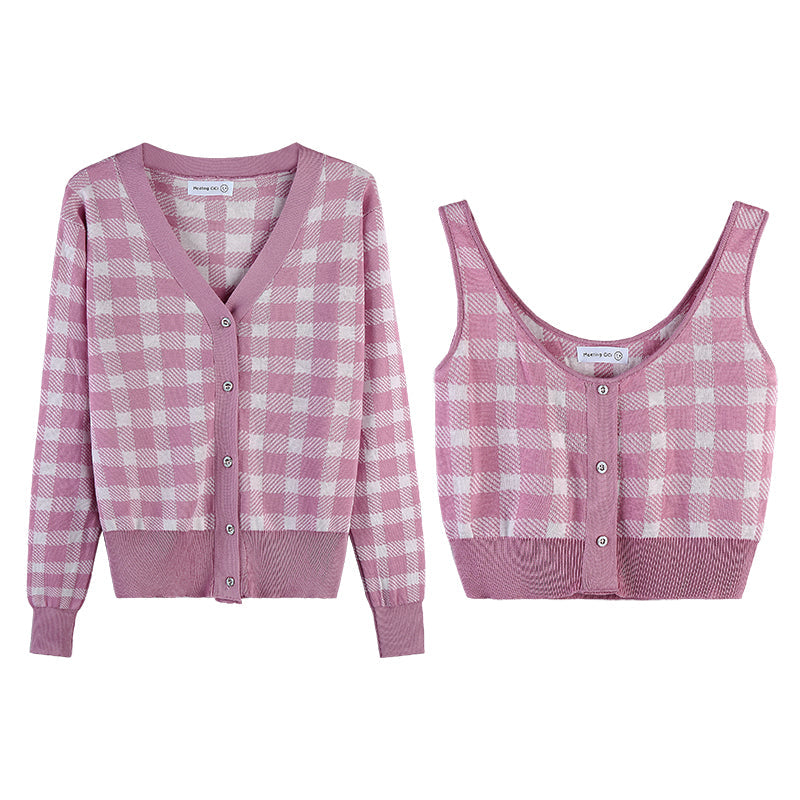New Korean Style Gentle Style Long-Sleeved Sweater Women Short Sweater Cardigan Small Jacket