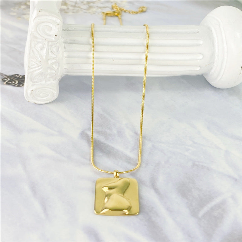 Square Titanium Steel Necklace Body Art Model Pendant