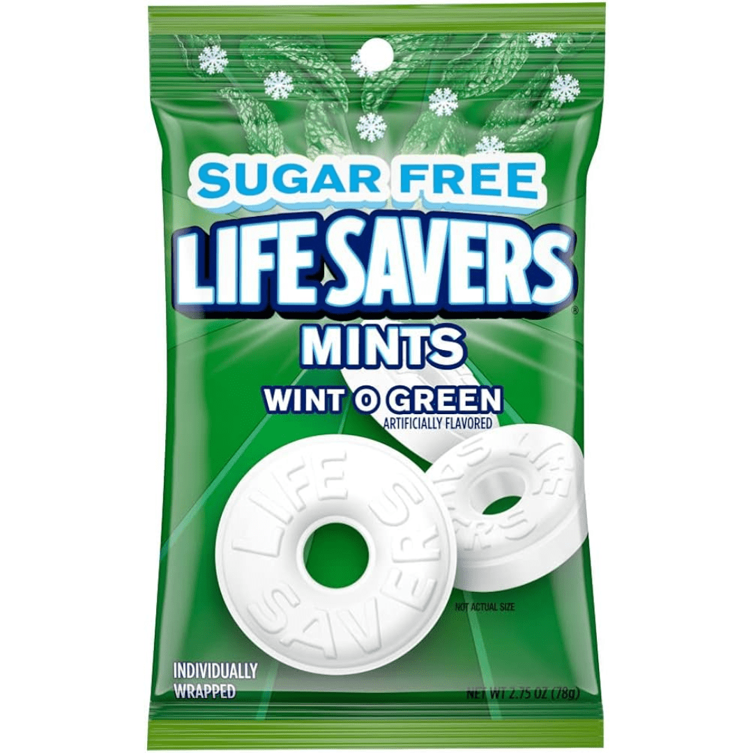 Life Savers Wint O Green Sugar Free Breath Mints Hard Candy, 2.75 Oz Bag