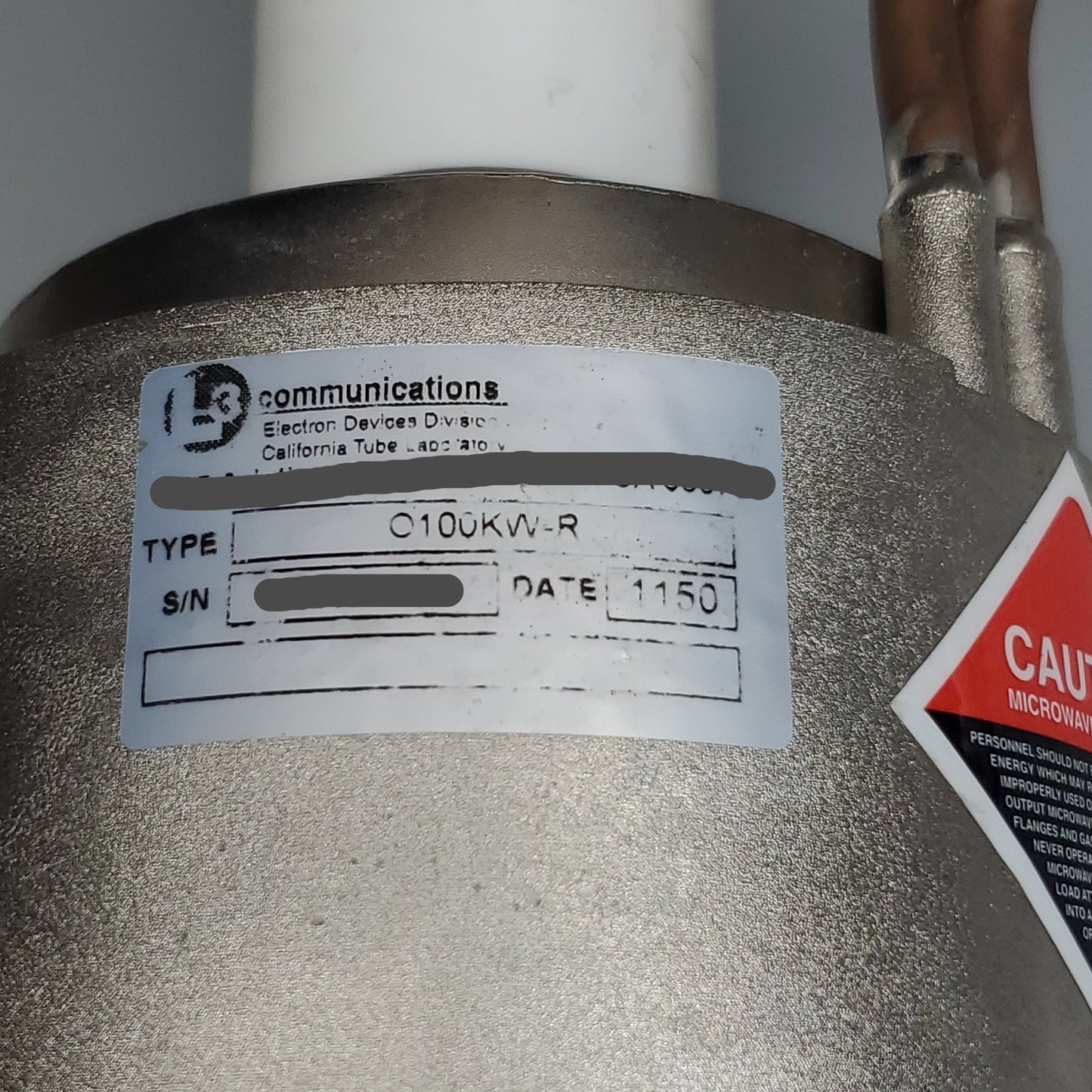 L3 Communications L-Band Magnetron Microwave Tube 0100KW-R (For Parts)