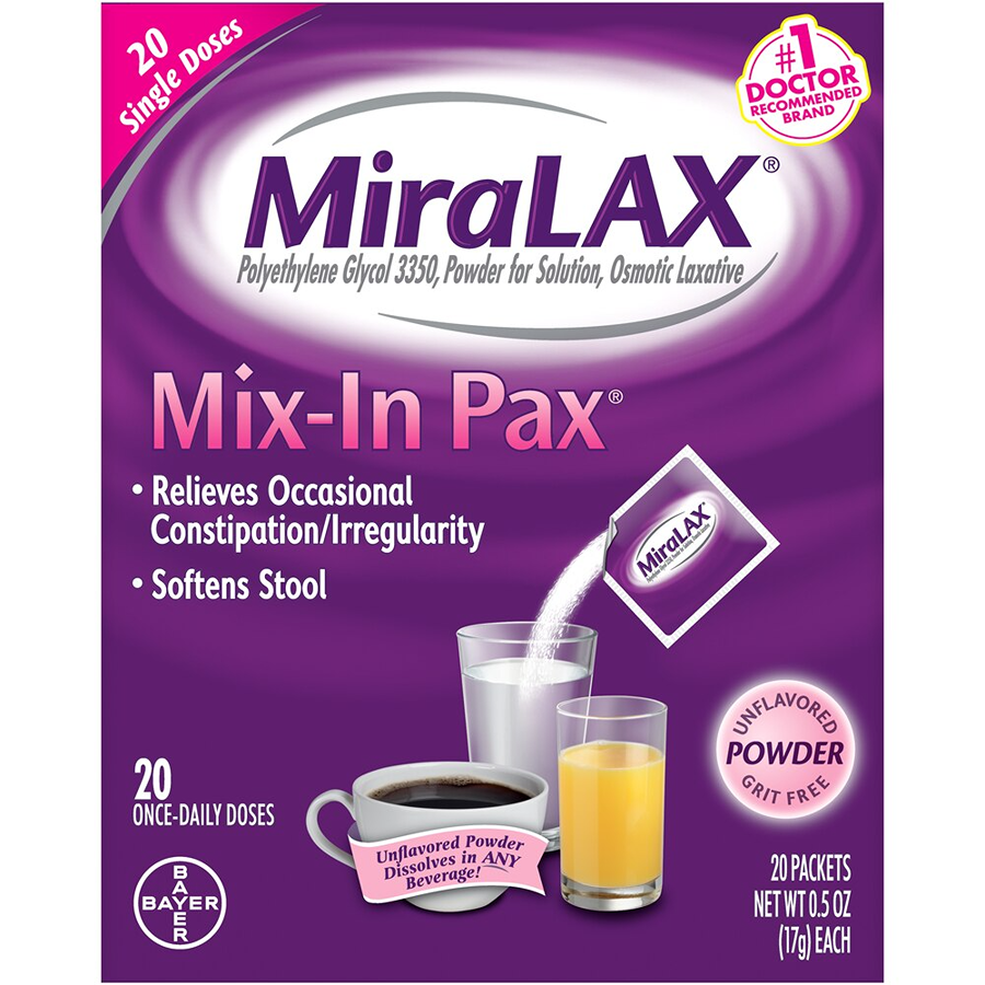 MiraLAX® Mix-In Pax® 17 g Once-Daily Laxative Powder Packet, 20-Pack