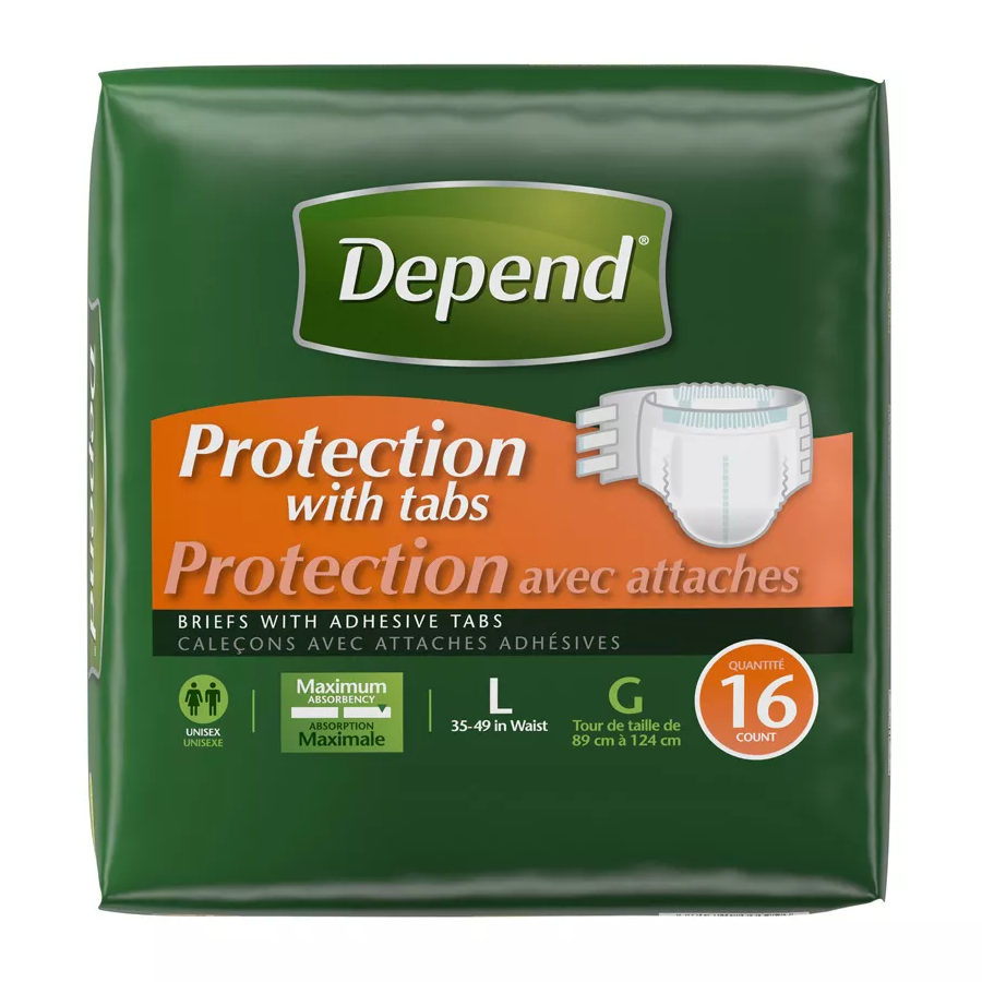 Depend® Fresh Protection™ Maximum Absorbency Fitted Brief with Tabs, Large, 16-Pack