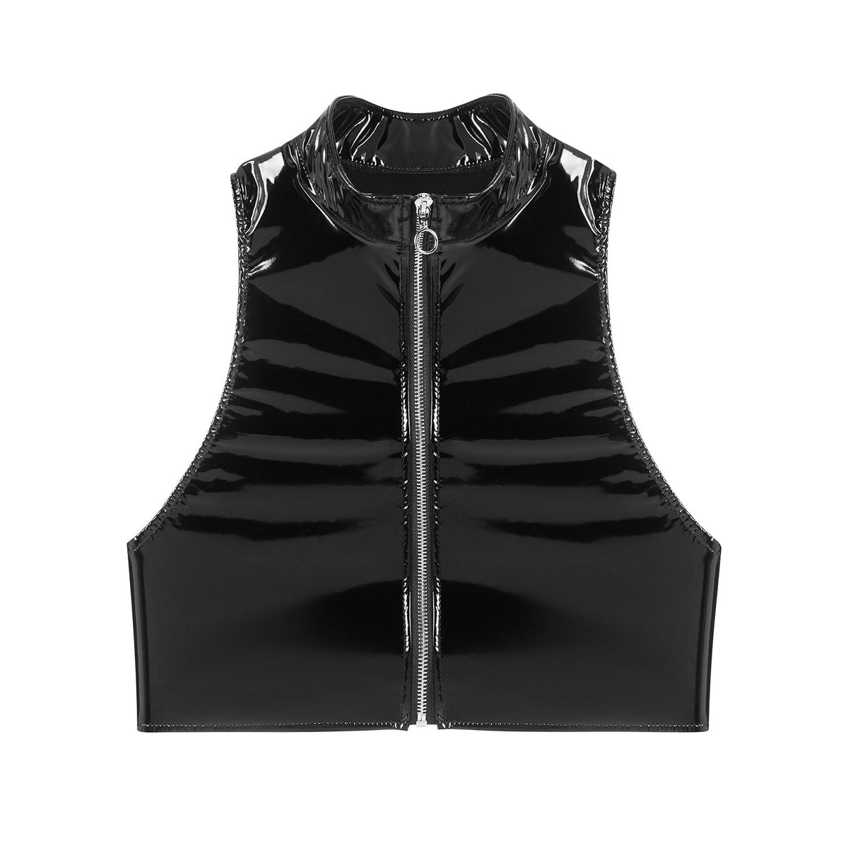 Sexy Women's Mirror Bright Leather Vest