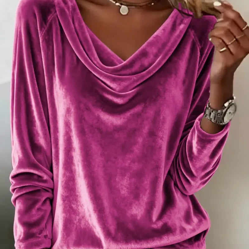 Elegant Velvet Long Sleeve Shirts For Women Fall Spring Solid Color Loose Women Blouses Fashion Pullover Tops Party Clothes