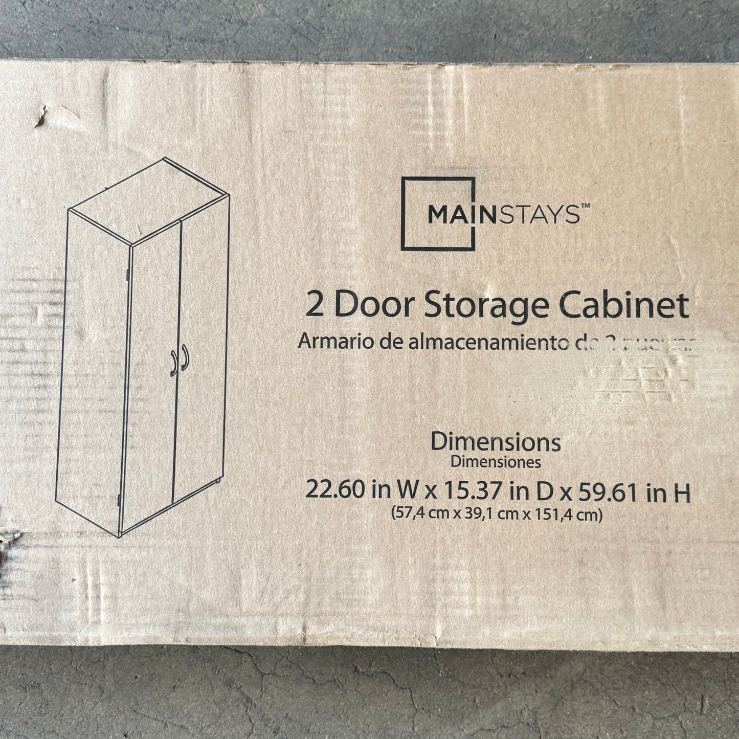 MAINSTAYS 2 Door Cabinet Sz 22.60" W x15.37" D x 59.61" H 4500900WCOM Used