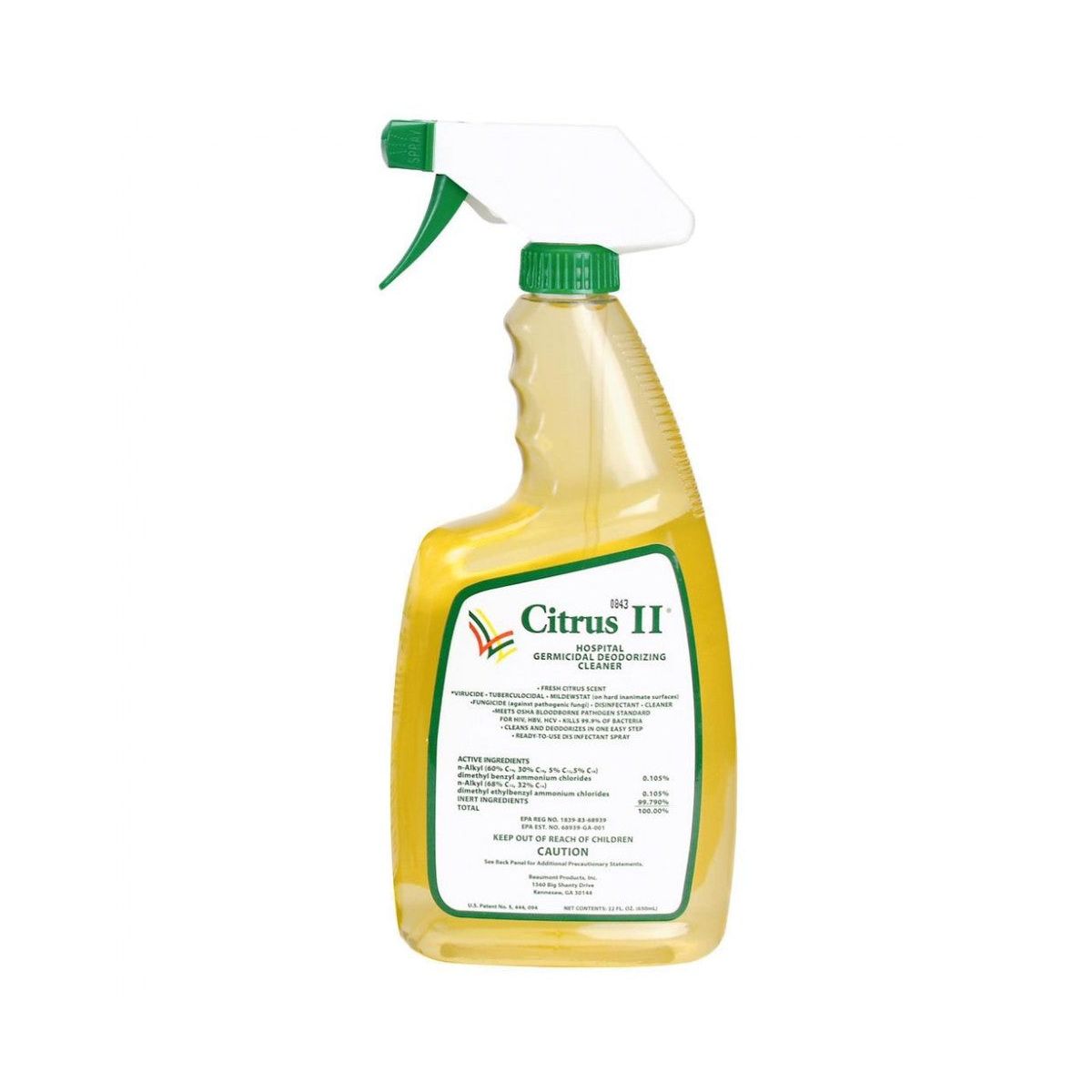 Citrus II Fresh Scent Hospital Germicidal Deodorizing Cleaner, 22 Fl Oz