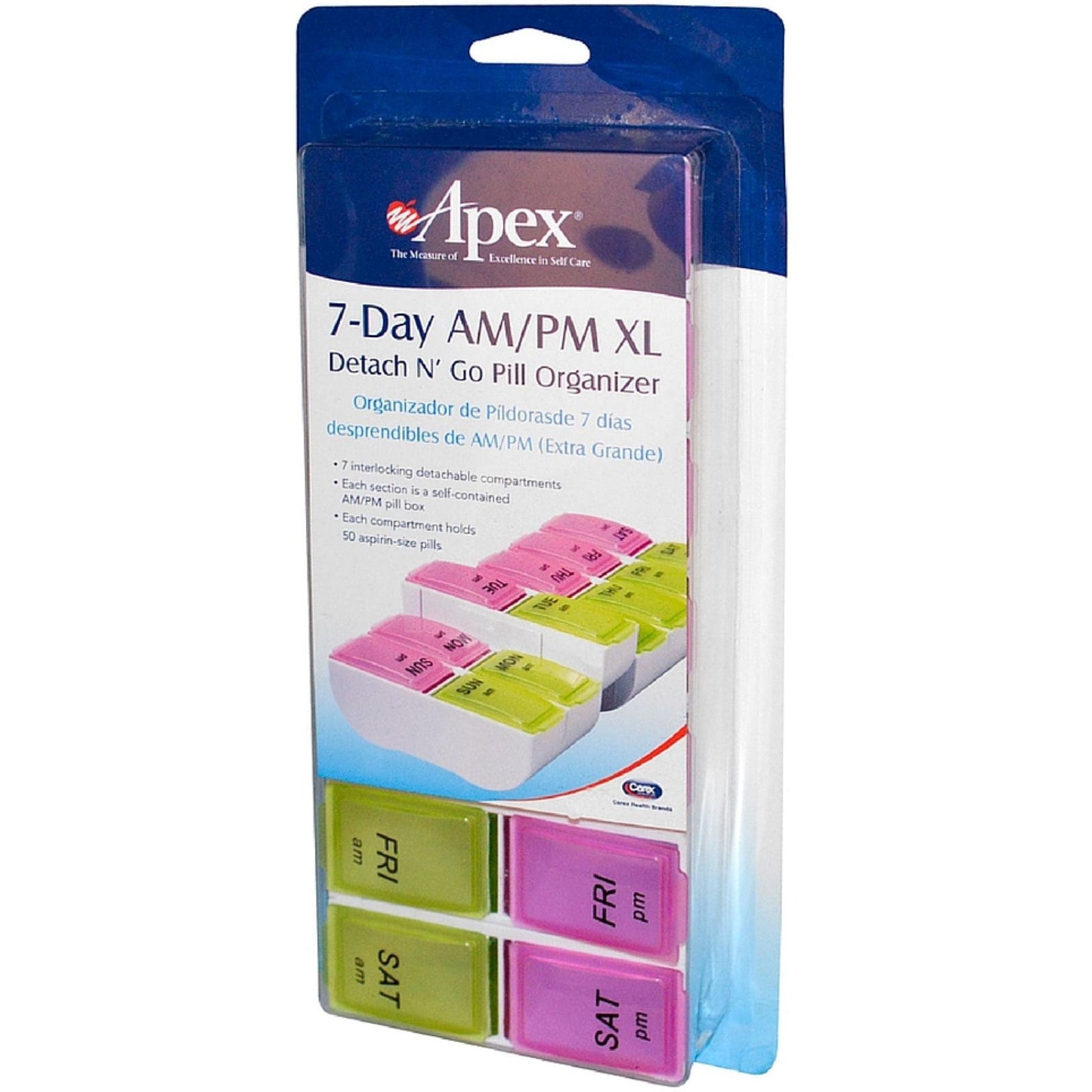 Apex® 7-Day AM/PM XL Detach N' Go Pill Organizer