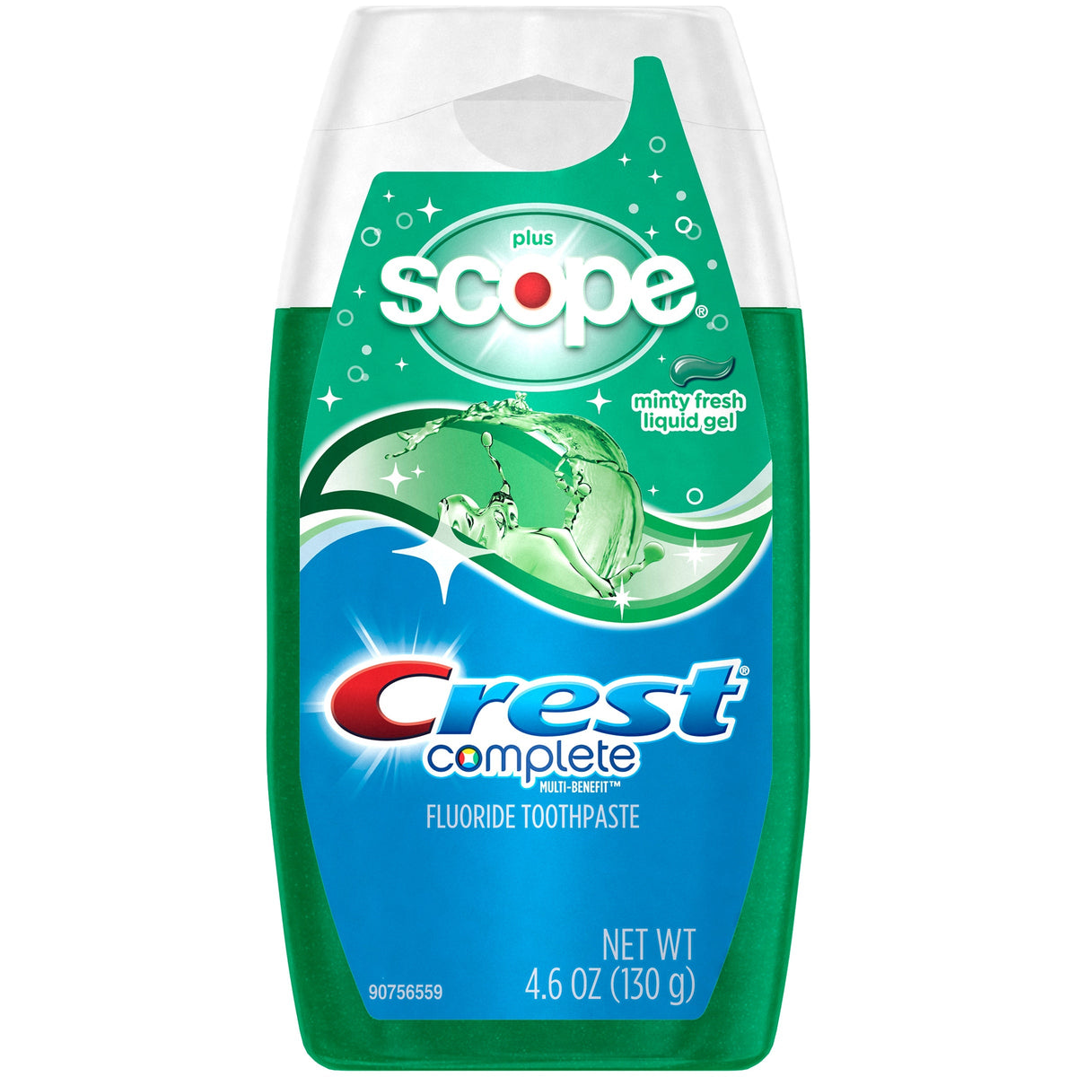 Crest Complete Whitening Plus Scope Multi-Benefit Fluoride Liquid Gel Toothpaste, Minty Fresh, 4.6 Ounce