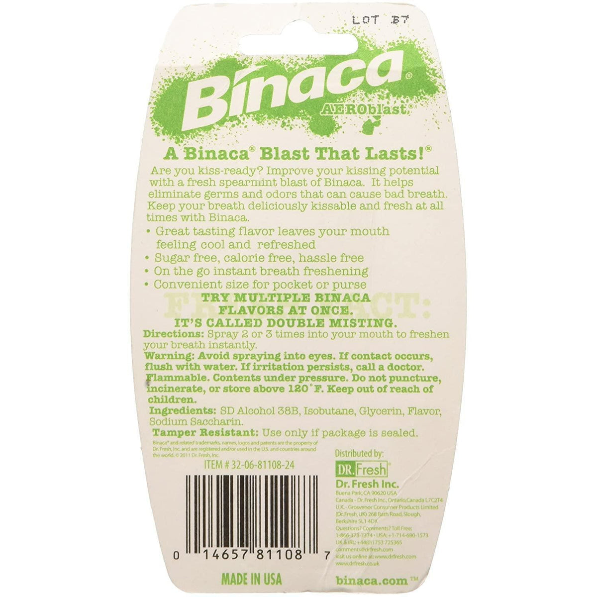 Binaca Aerosol Breath Spray, SpearMint