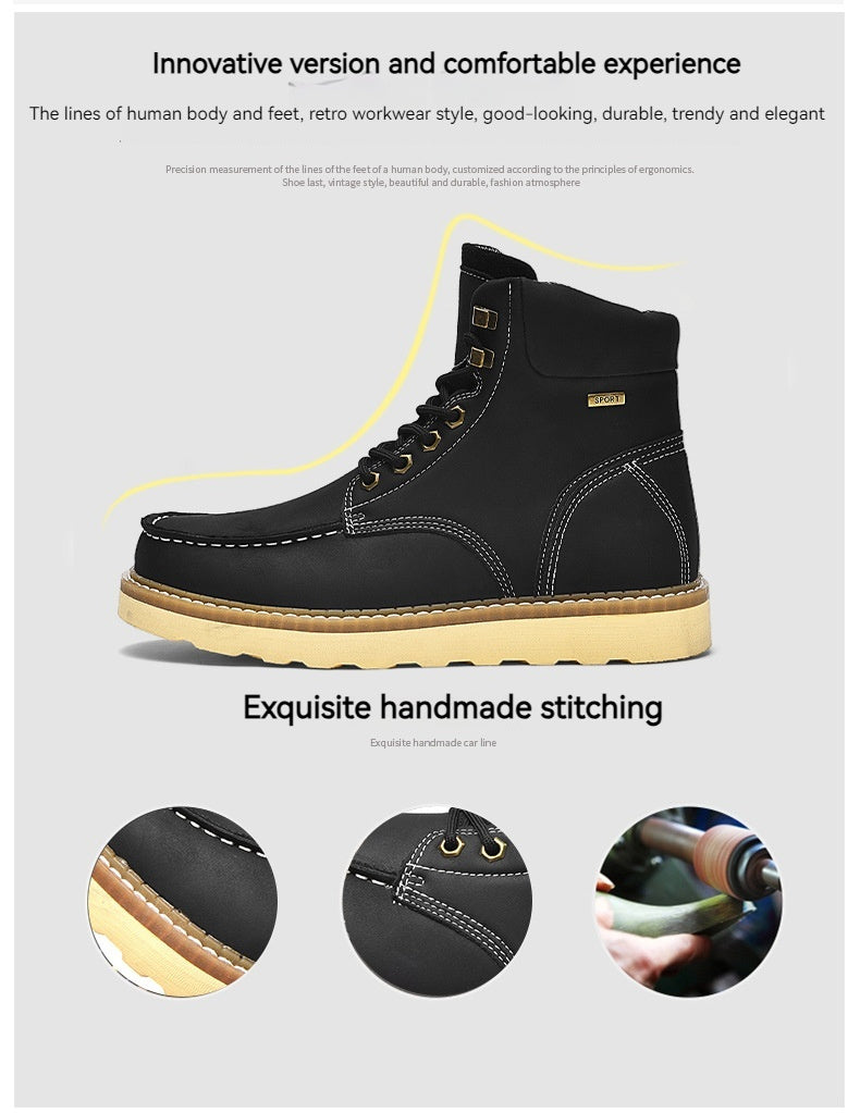 British High-top Leather Workwear Boots