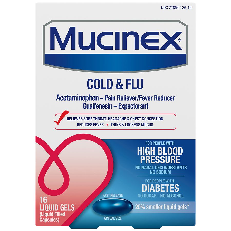 Mucinex® Cold & Flu Gelcap LQGL, 16 EA