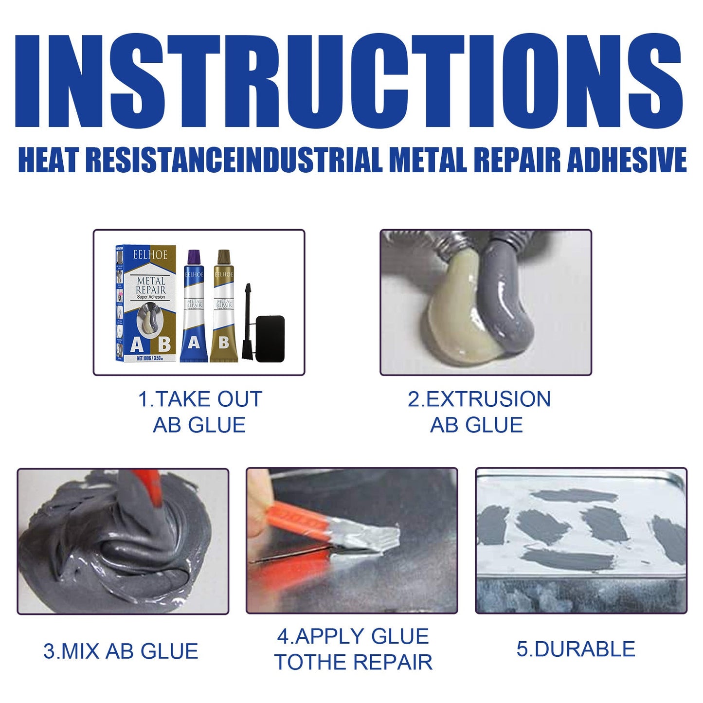 Metal Repair, High Temperature Welding Adhesive Metal Castings Crack Repair Agent Plugging Waterproof Electric Welding