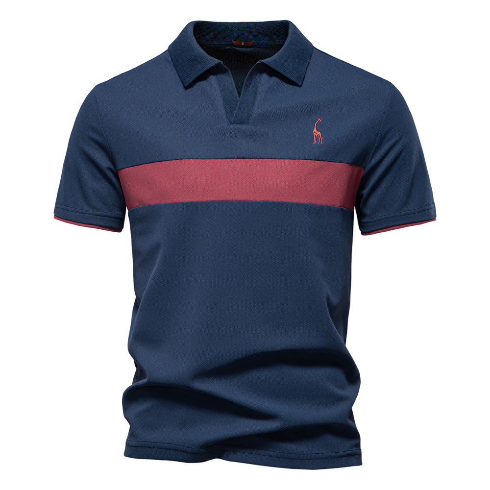 Deer Embroidered POLO Men's Lapel Short-sleeved T-shirt