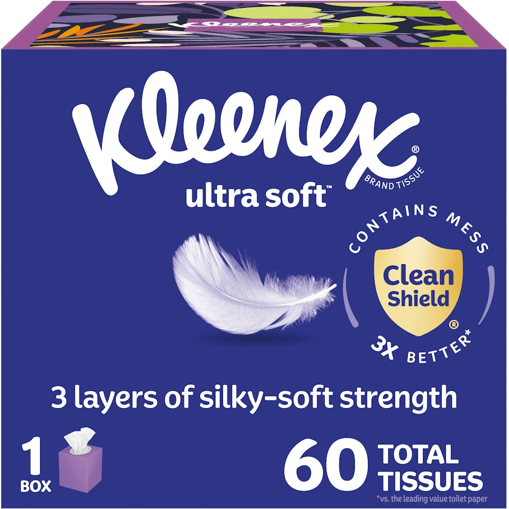 Kleenex® Ultra Soft™ 3-Ply Facial Tissue Cube Box, 60 Tissues
