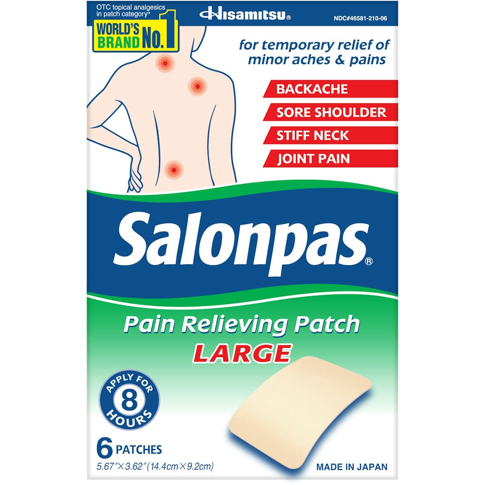 Salonpas® 10% - 6% - 3.1% Large Pain Relieving Patch, 6-Pack
