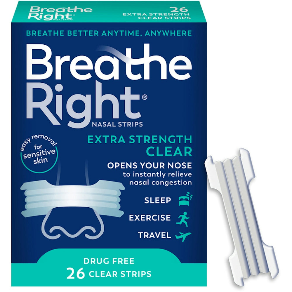 Breathe Right® Extra Strength Clear Nasal Strip, 26-Pack