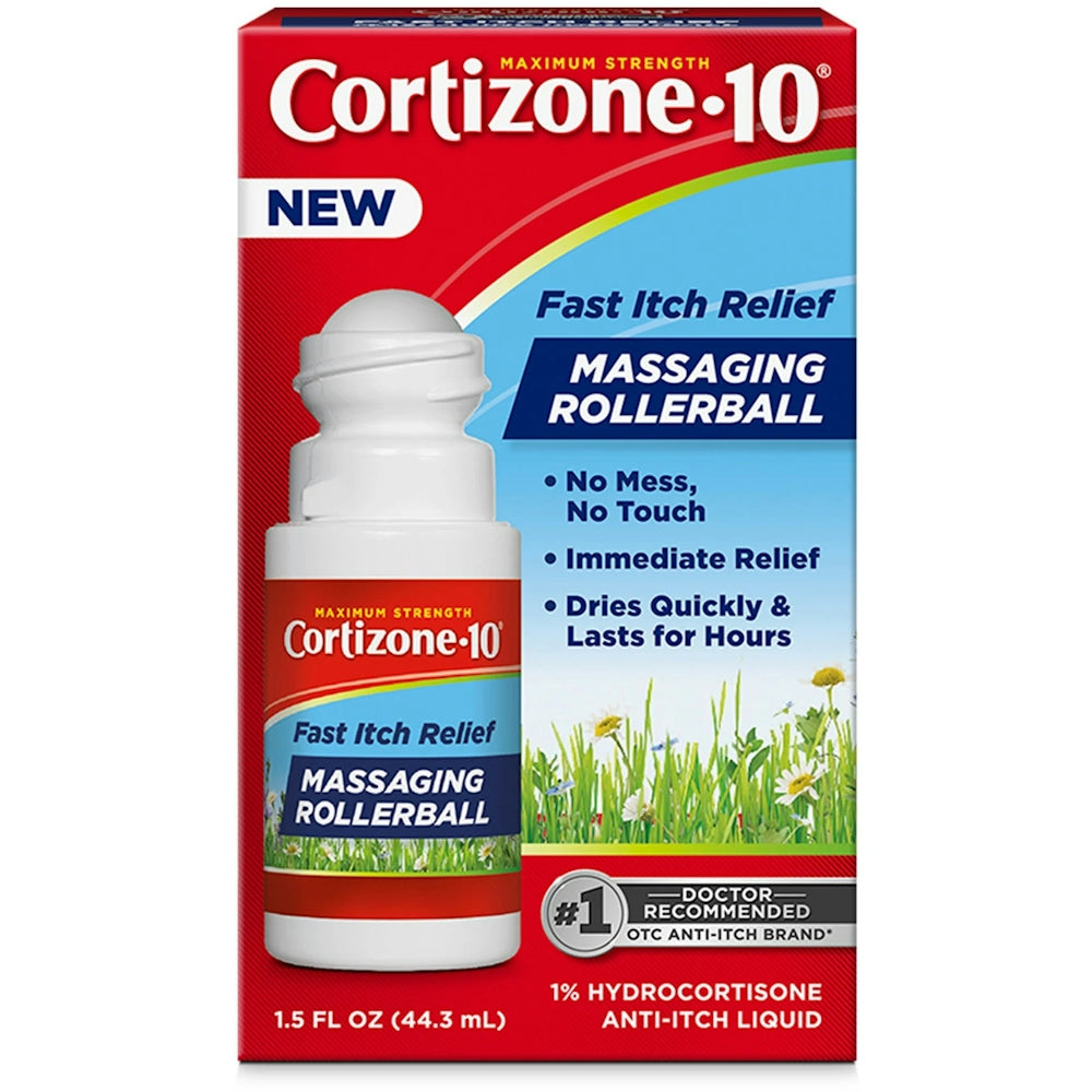 Cortizone 10 Anti Itch Liquid, Massaging Rollerball, Maximum Strength 1.5 Fl Oz
