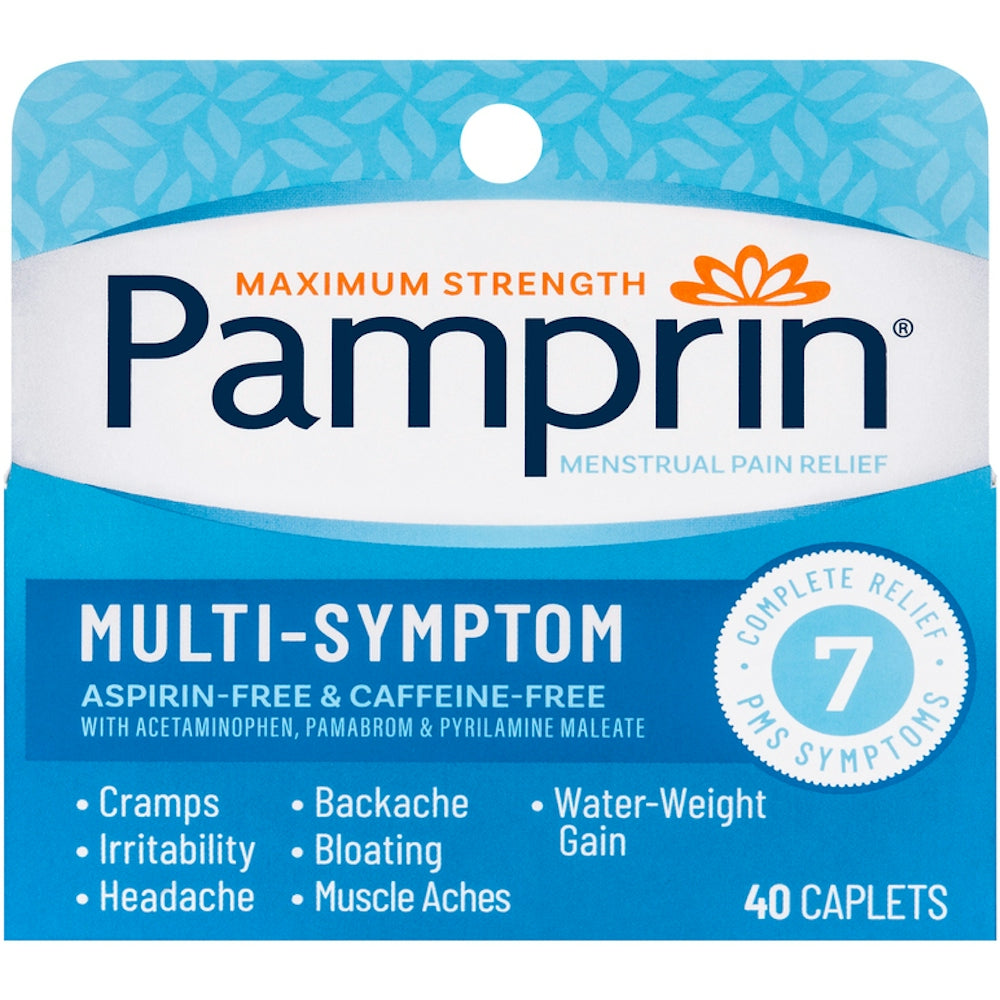 Pamprin Caplets Maximum Strength Multi-Symptom Menstrual Pain Relief