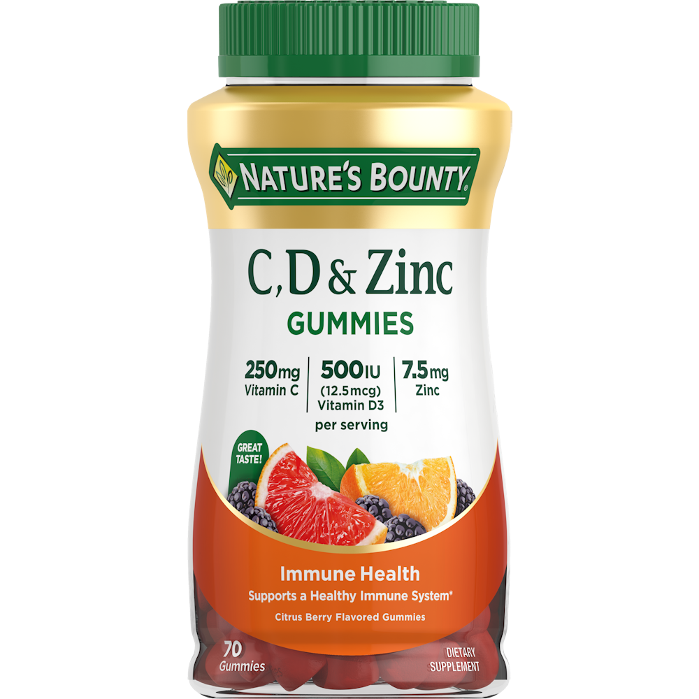 Nature's Bounty Vitamins C, D & Zinc, Immune Health, Gummies, Citrus Berry Flavored ( Discontinued )