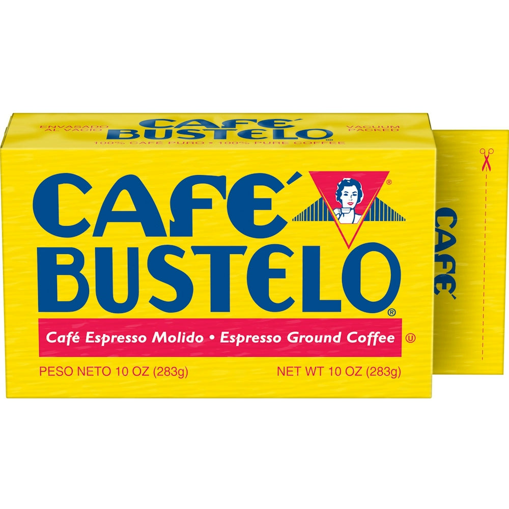 Cafe Bustelo Café Espresso Style Dark Roast Ground Coffee, Vacuum-Packed 10 Oz. Brick