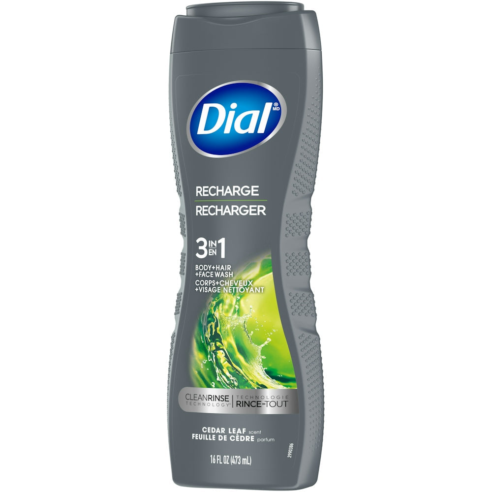 Dial Body + Hair + Face Wash, Cedar Leaf, 3 In 1, Men 16 Fl Oz