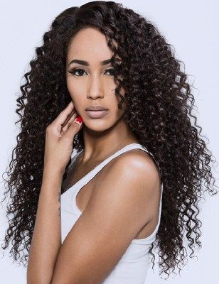 RIO Full Lace Human Hair Wig Bohemian Natural Black - 14'' 18"