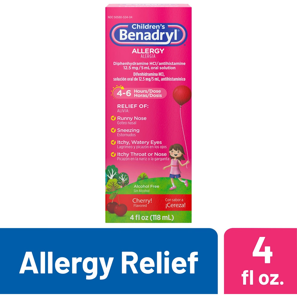 BENADRYL® Children's Allergy 12.5 mg/5 mL Cherry Oral Solution, 4 oz