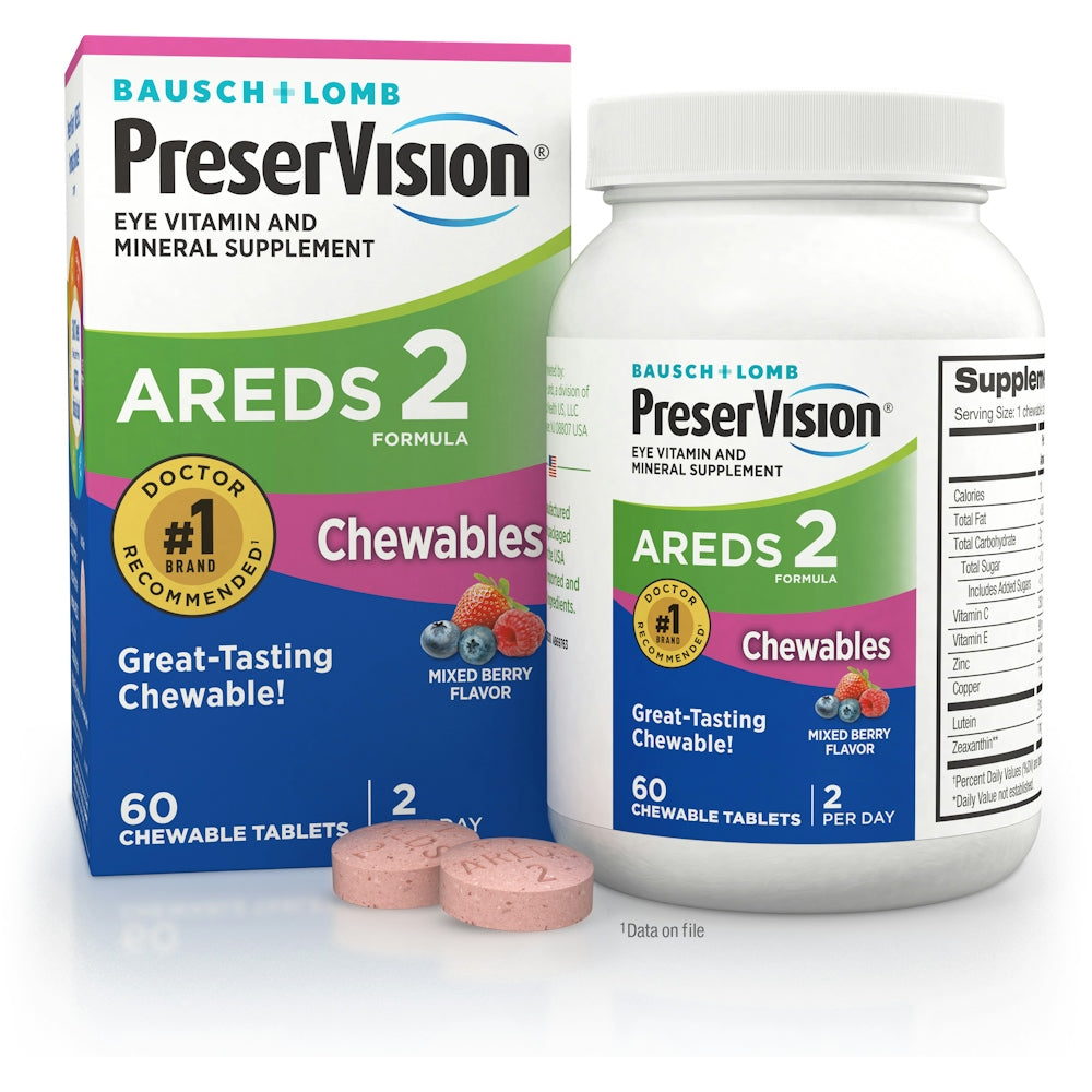 PreserVision Mixed Berry Flavor Areds 2 Formula 60 Chewable Tablets