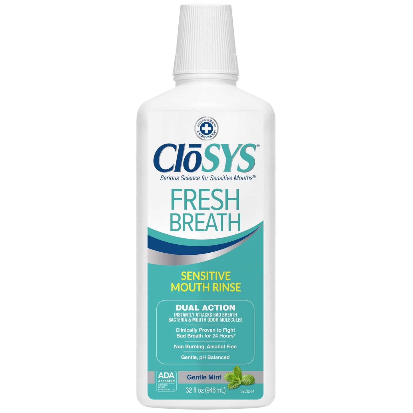Closys Non Irritating Sensitive Gentle Mint Rinse 32 Oz Box