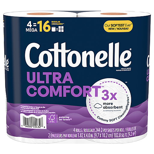 Cottonelle® Ultra Comfort™ Mega Toilet Paper Roll, 4-Pack